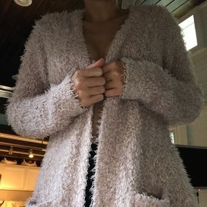 Ardene fuzzy soft pink/mauve cardigan